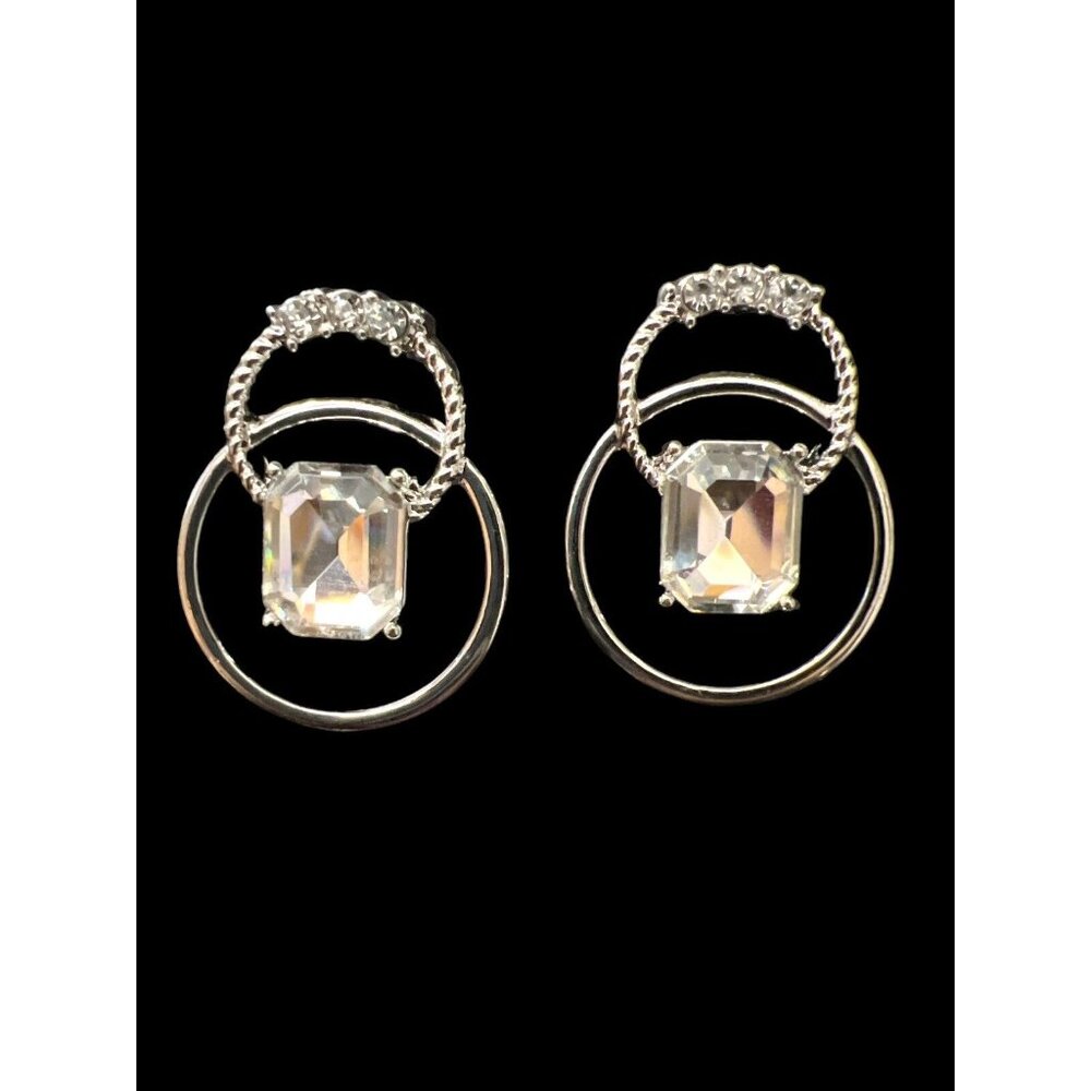 Dressy and Flashy Faux Diamond Circles Post Stud Earrings